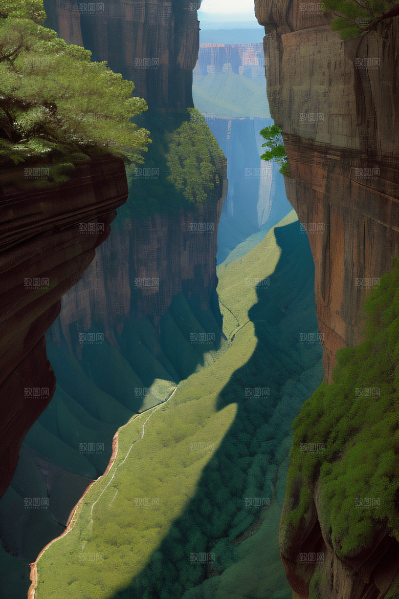 岩壁与树林壮丽峡谷交相辉映