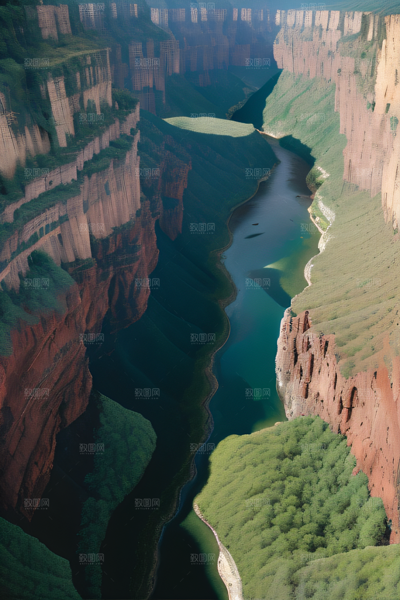 岩壁与树林壮丽峡谷交相辉映