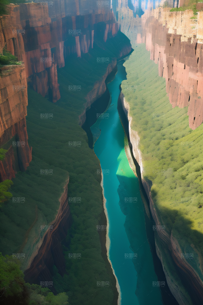 岩壁与树林壮丽峡谷交相辉映