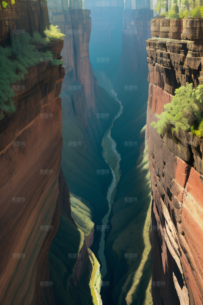 动感线条勾勒抽象峡谷景色