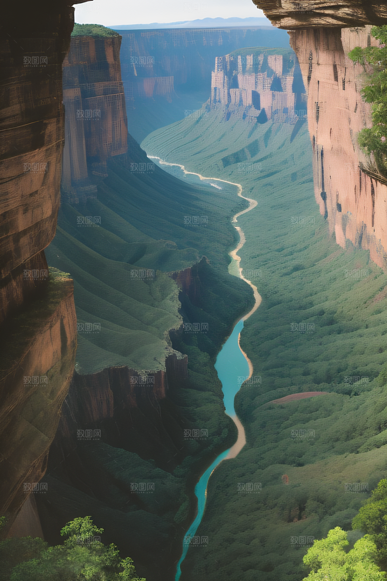 动感线条抽象描绘峡谷景色