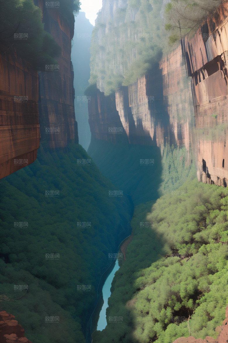 动感线条抽象描绘峡谷景色