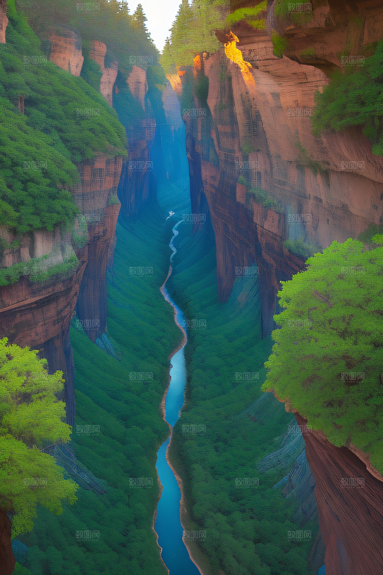 壮丽峡谷飞行中的震撼视角