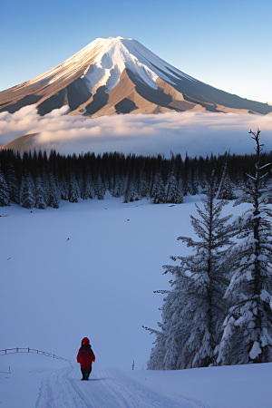 富士山与玉龙雪山两座壮丽山峰的迷人之旅