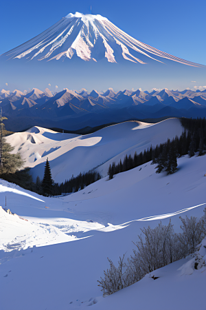 富士山与玉龙雪山两座壮丽山脉的震撼对比