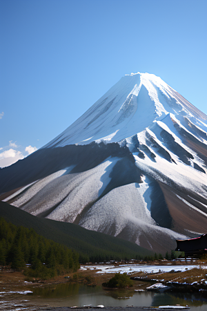 富士山与玉龙雪山两座壮丽山脉的震撼对比