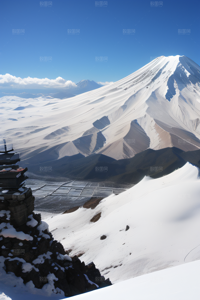 富士山与玉龙雪山两座壮丽山脉的震撼对比