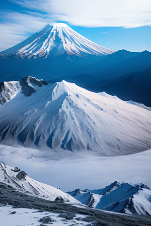 富士山与玉龙雪山两座壮丽山脉的震撼对比
