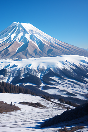 富士山与玉龙雪山两座壮丽山脉的震撼对比