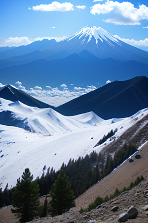 富士山与玉龙雪山两座壮丽山脉的震撼对比