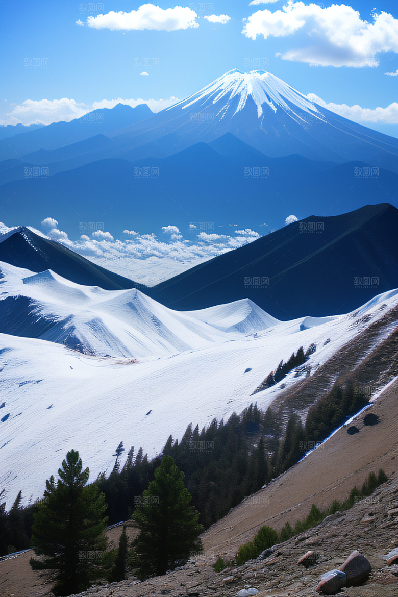 富士山与玉龙雪山两座壮丽山脉的震撼对比