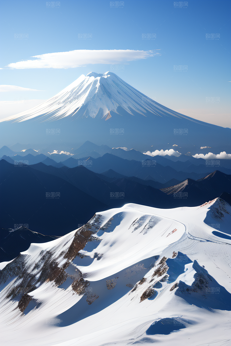 富士山与玉龙雪山两座壮丽山脉的震撼对比