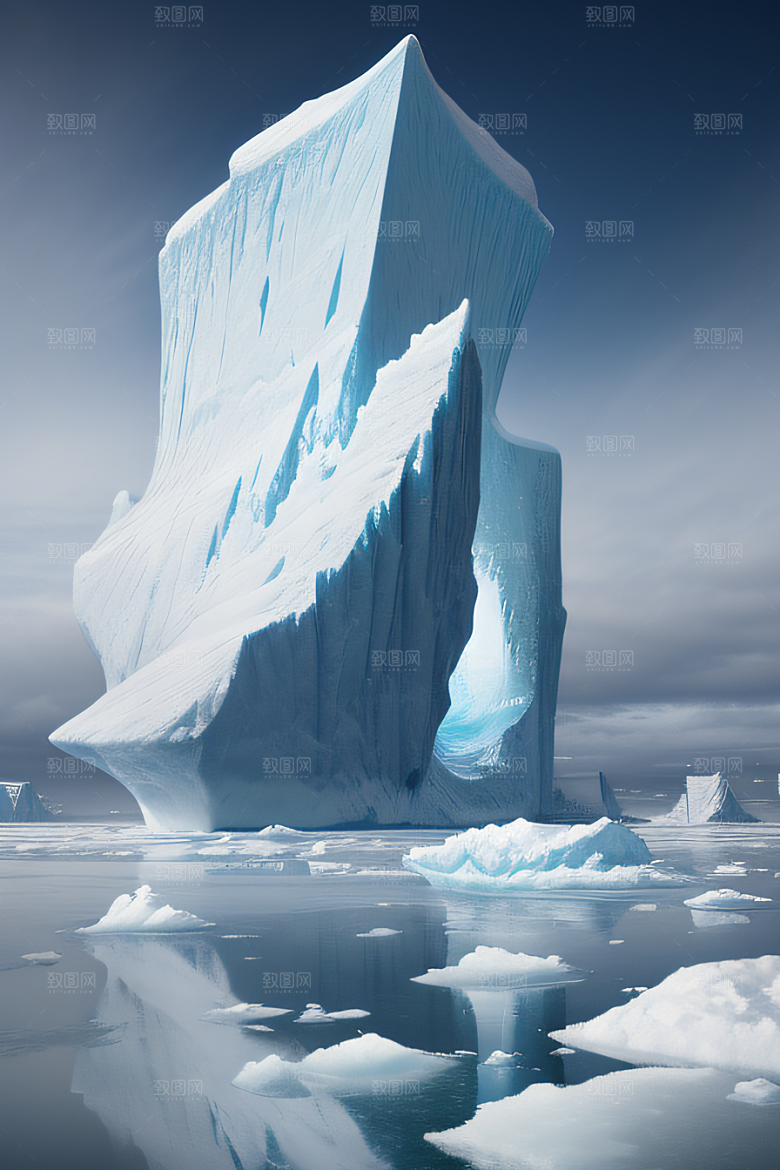 冰雪世界船只穿越北极冰海壮丽景色