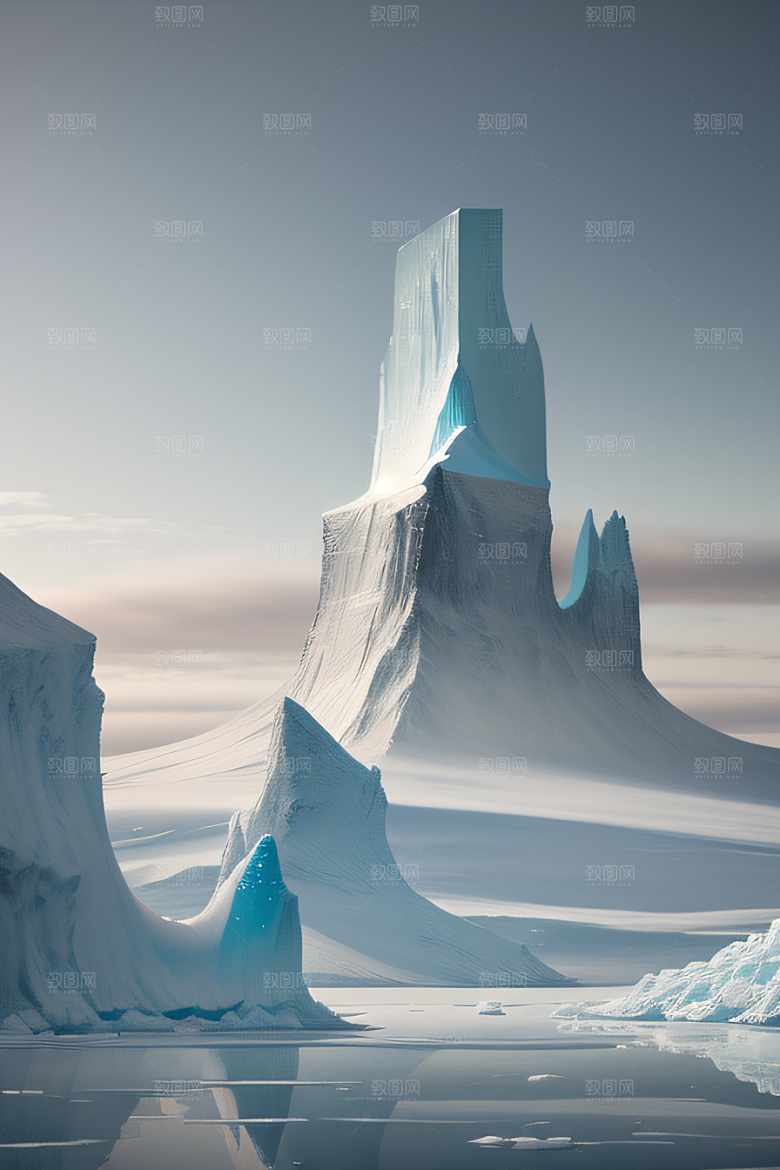 冰雪世界船只穿越北极冰海壮丽景色