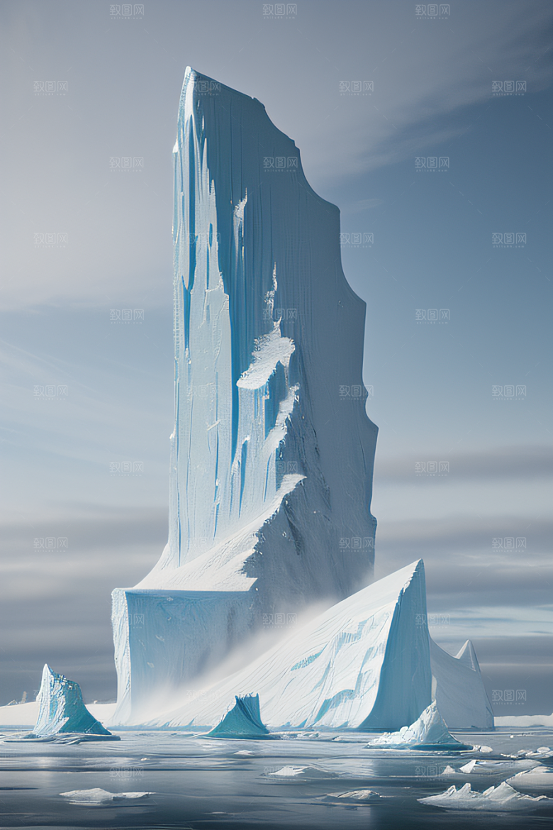 冰雪世界船只穿越北极冰海壮丽景色