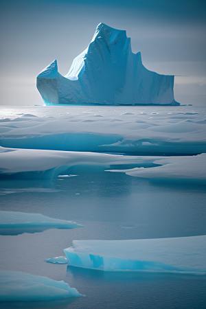冰海奇观船只驶过冰山冰川
