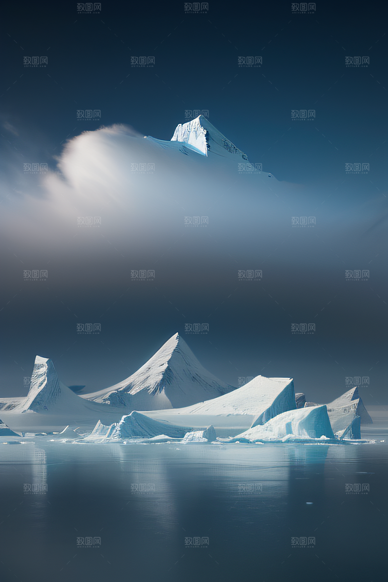 冰雪世界船只穿越北极冰海壮丽景色