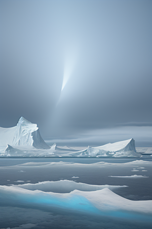 冰山巨舰船只冒险闯过冰块迷宫
