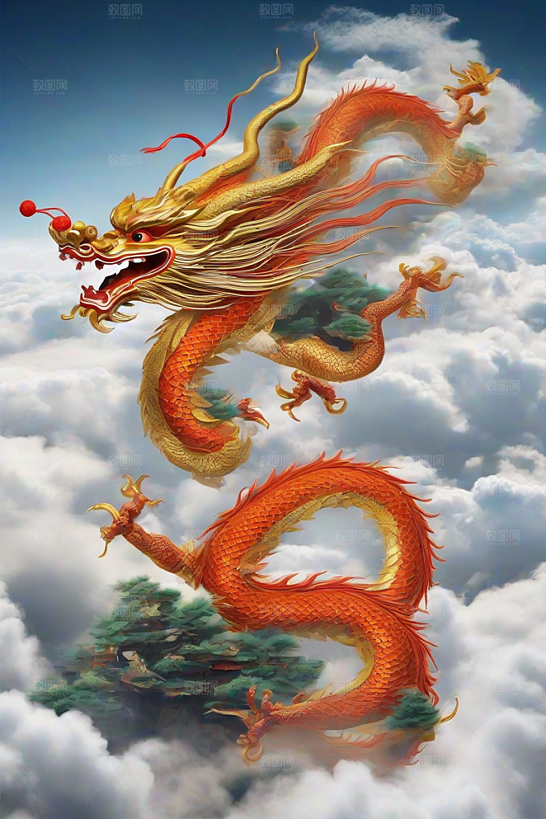 飞翔在云海之间的中国神龙