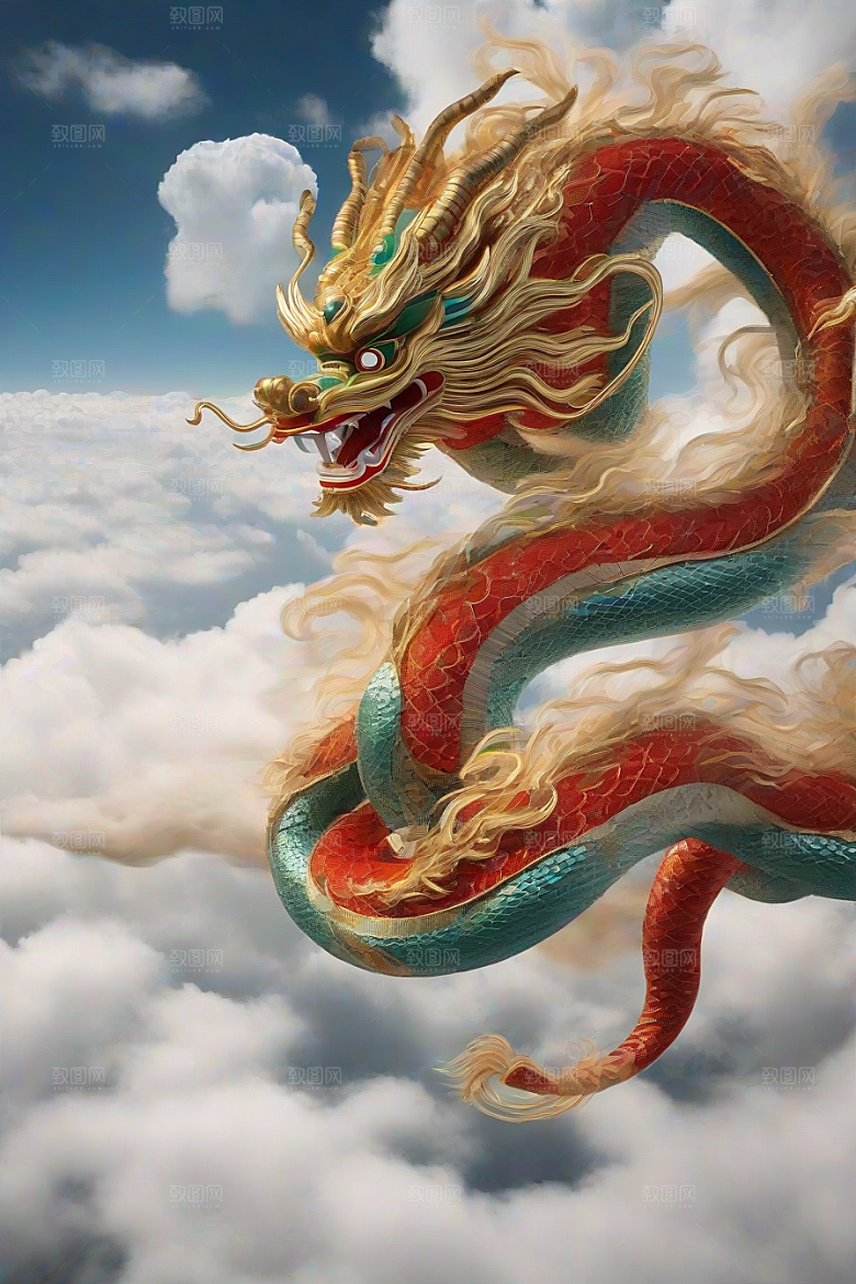 飞翔在云海之间的中国神龙