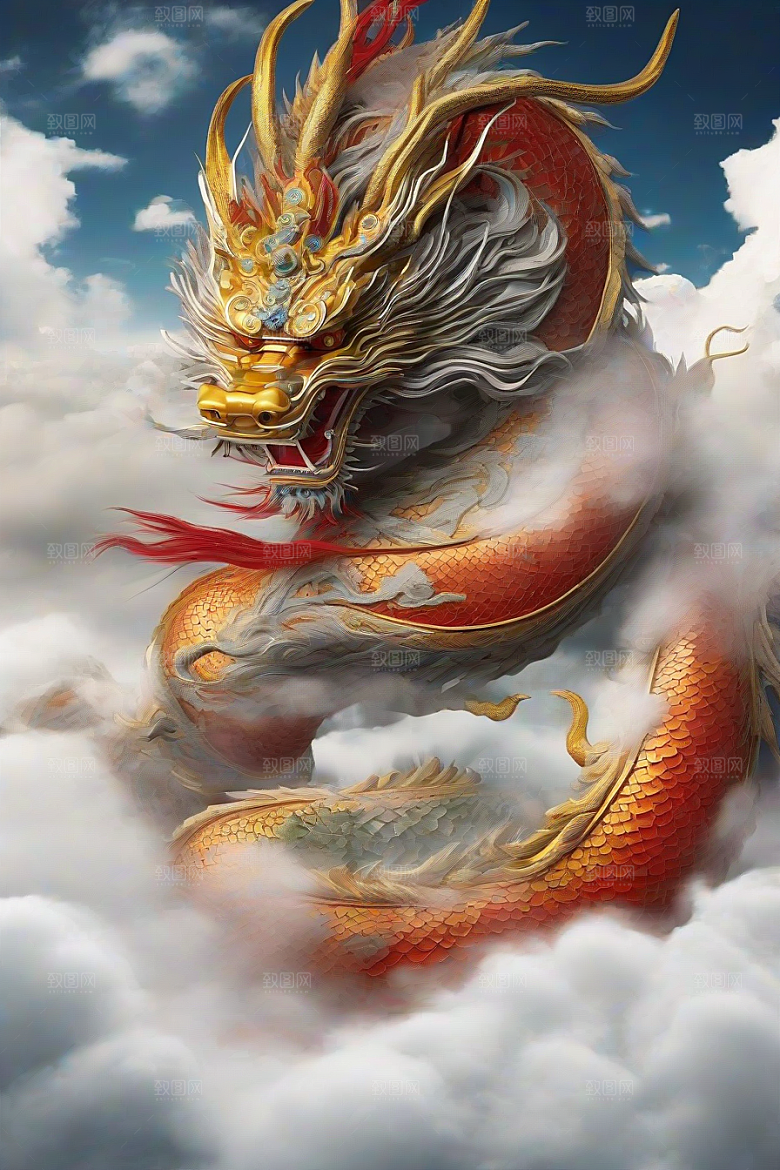 飞翔在云海之间的中国神龙