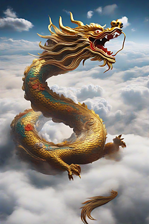 飞翔在云海之间的中国神龙