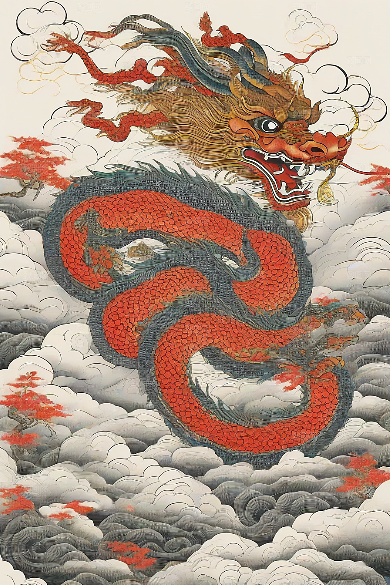 飞翔在云海之间的中国神龙