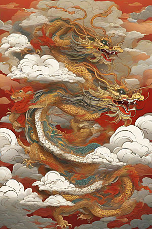 飞翔在云海之间的中国神龙