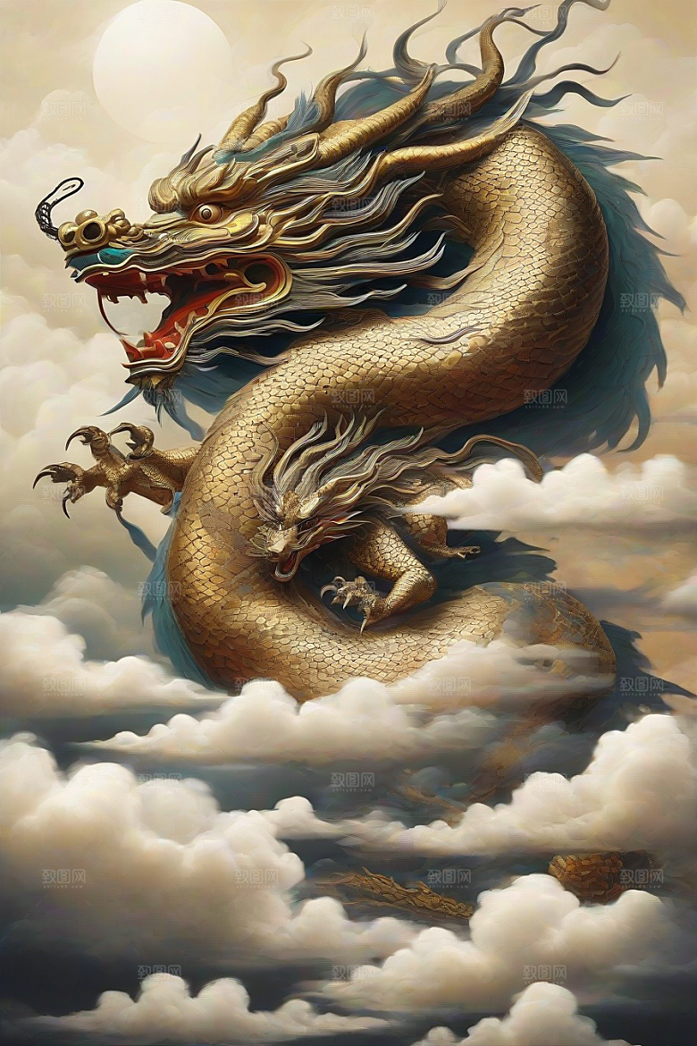 飞翔在云海之间的中国神龙
