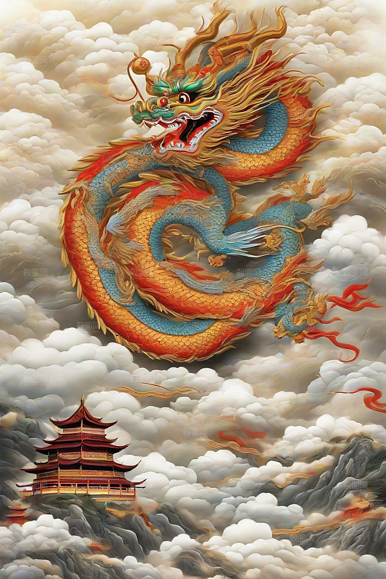 飞翔在云海之间的中国神龙