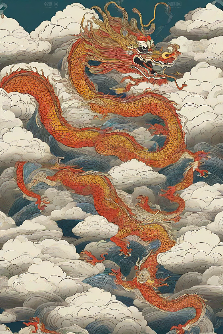 飞翔在云海之间的中国神龙