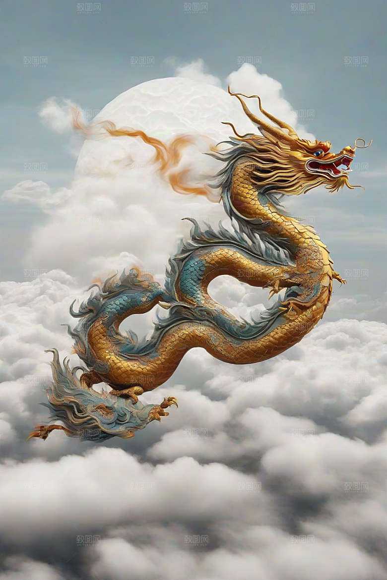 飞翔在云海之间的中国神龙