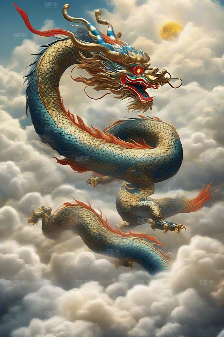 飞翔在云海之间的中国神龙