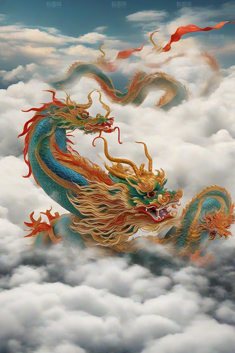 飞翔在云海之间的中国神龙