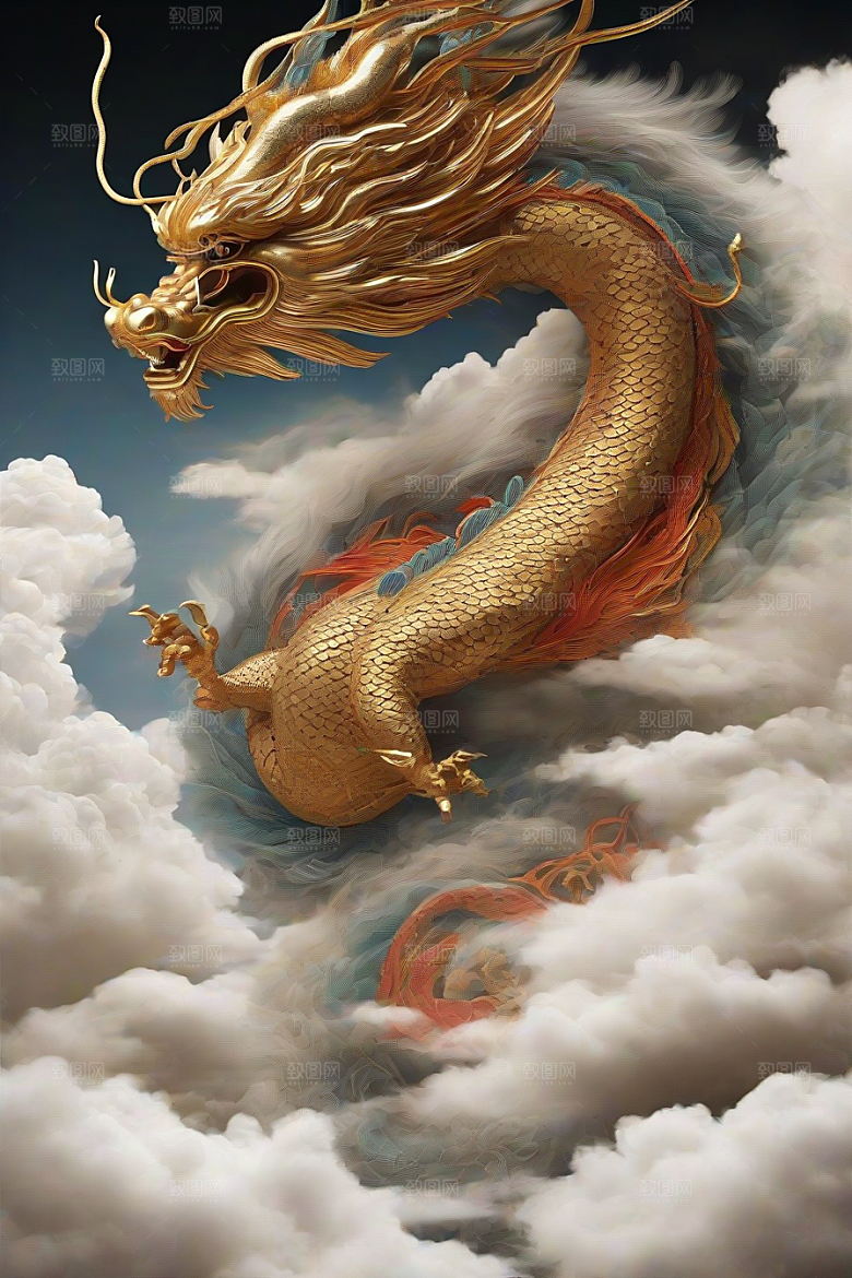 飞翔在云海之间的中国神龙