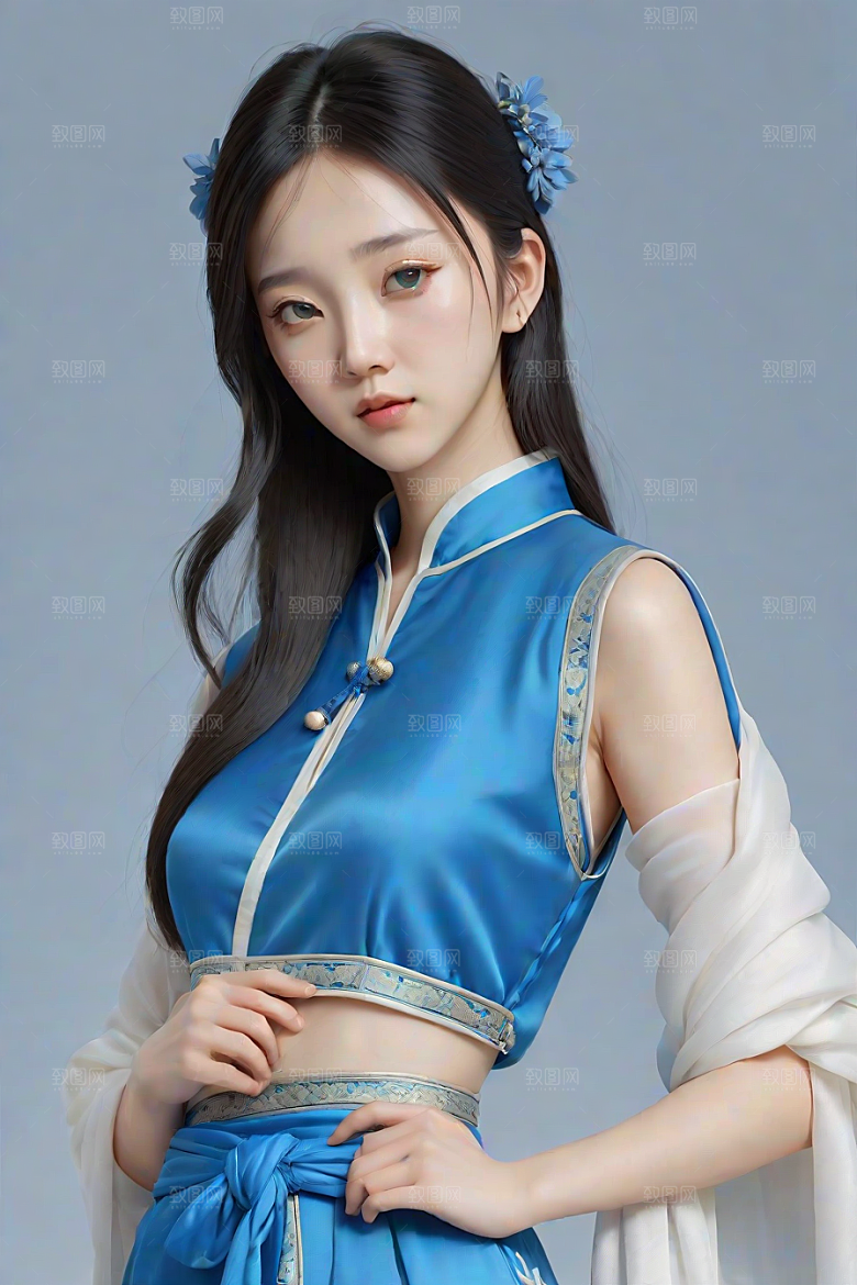 丝绸中国古典人物插画宋代风格