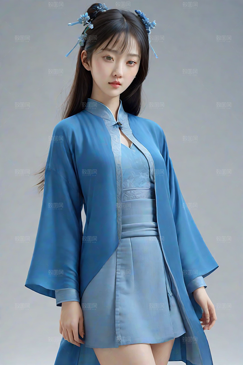 丝绸中国古典人物插画宋代风格