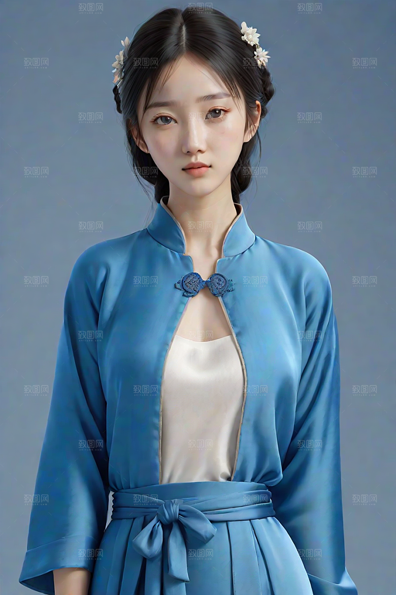 丝绸中国古典人物插画宋代风格