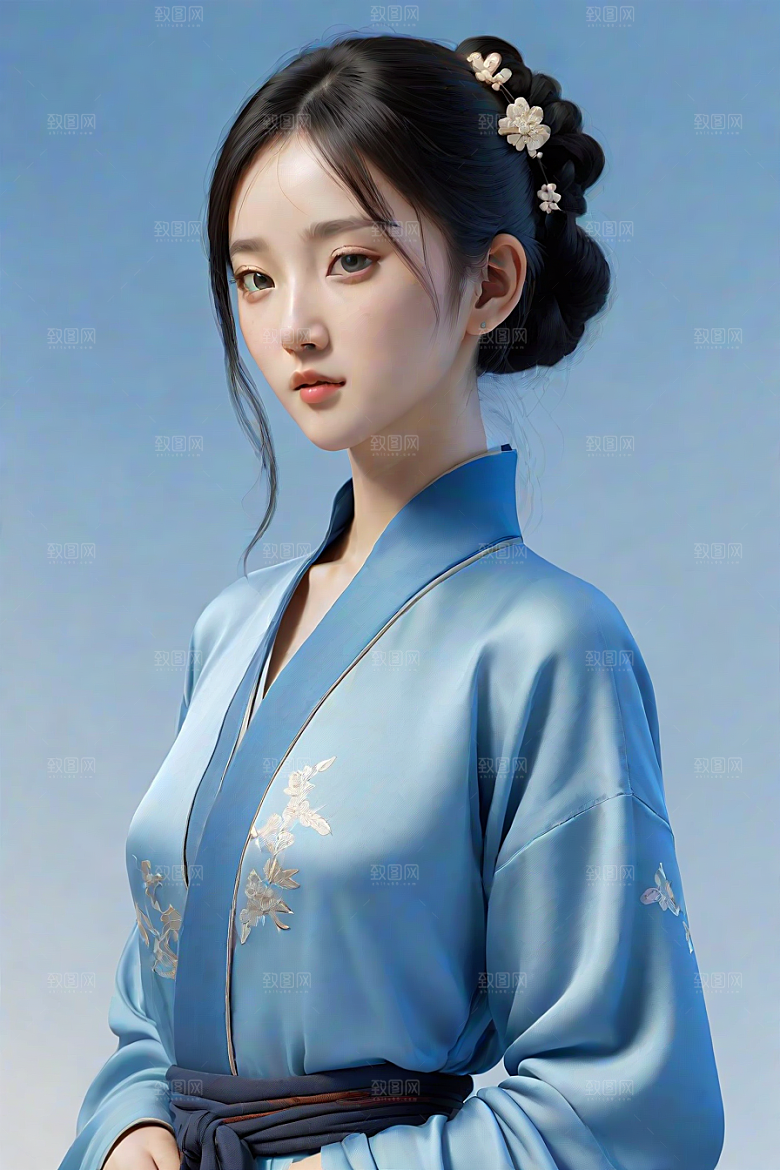 丝绸中国古典人物插画宋代风格