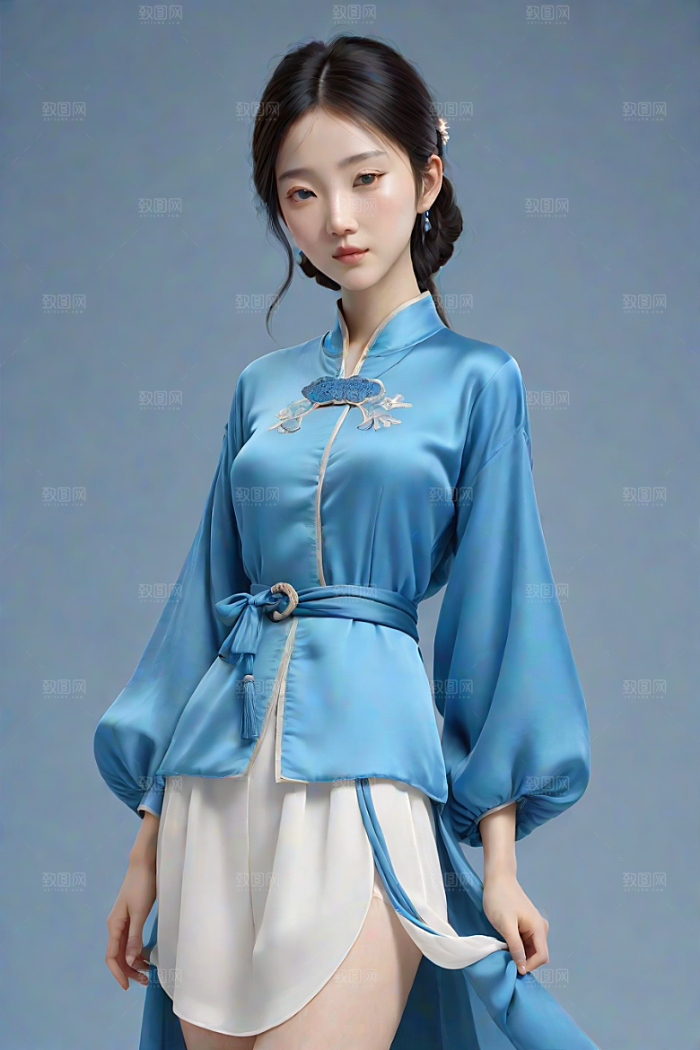 丝绸中国古典人物插画宋代风格