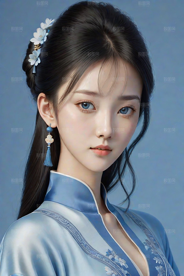 卡通风格渲染自然姿态的中国经典人物