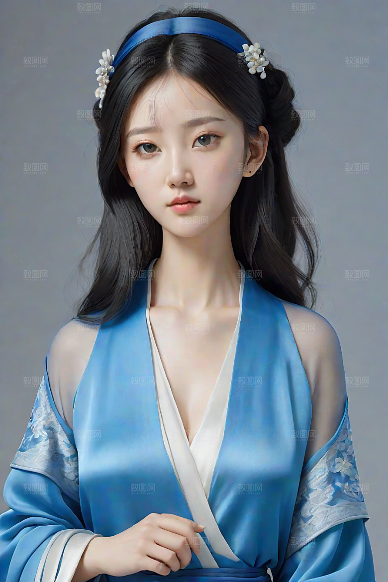 卡通风格渲染自然姿态的中国经典人物