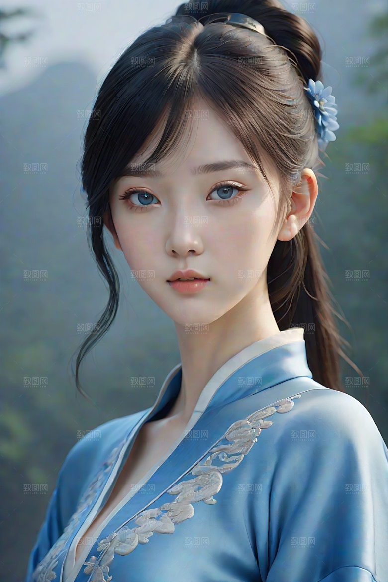 卡通风格渲染自然姿态的中国经典人物