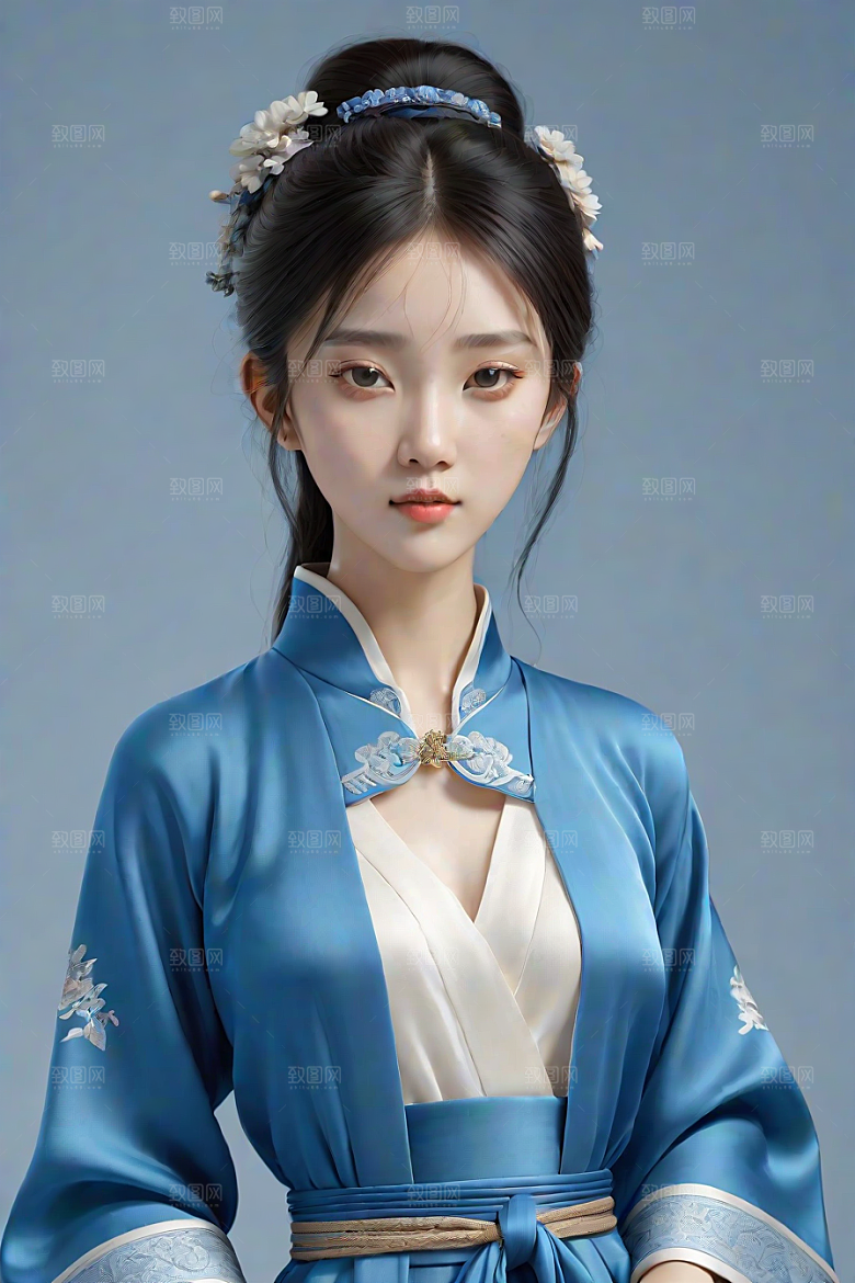 极简主义的忧郁纯蓝服装秋英风格