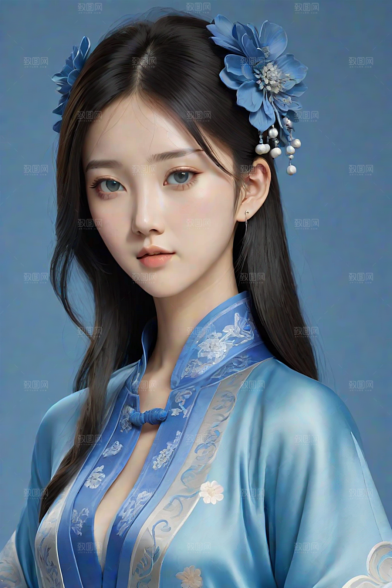 极简主义的忧郁纯蓝服装秋英风格