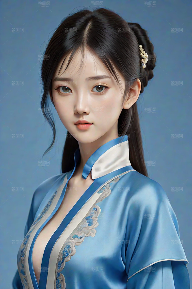 极简主义的忧郁纯蓝服装秋英风格