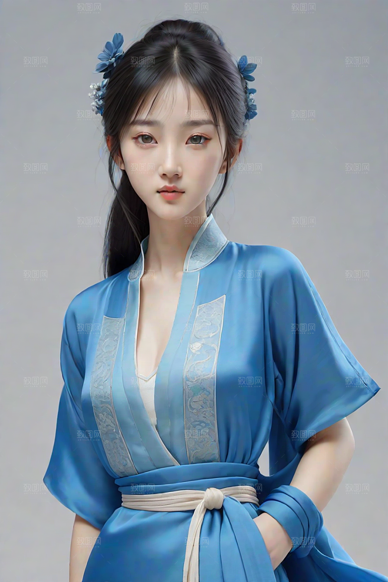 极简主义的忧郁纯蓝服装秋英风格
