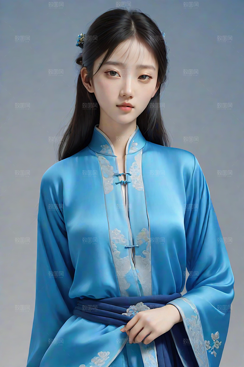 极简主义的忧郁纯蓝服装秋英风格
