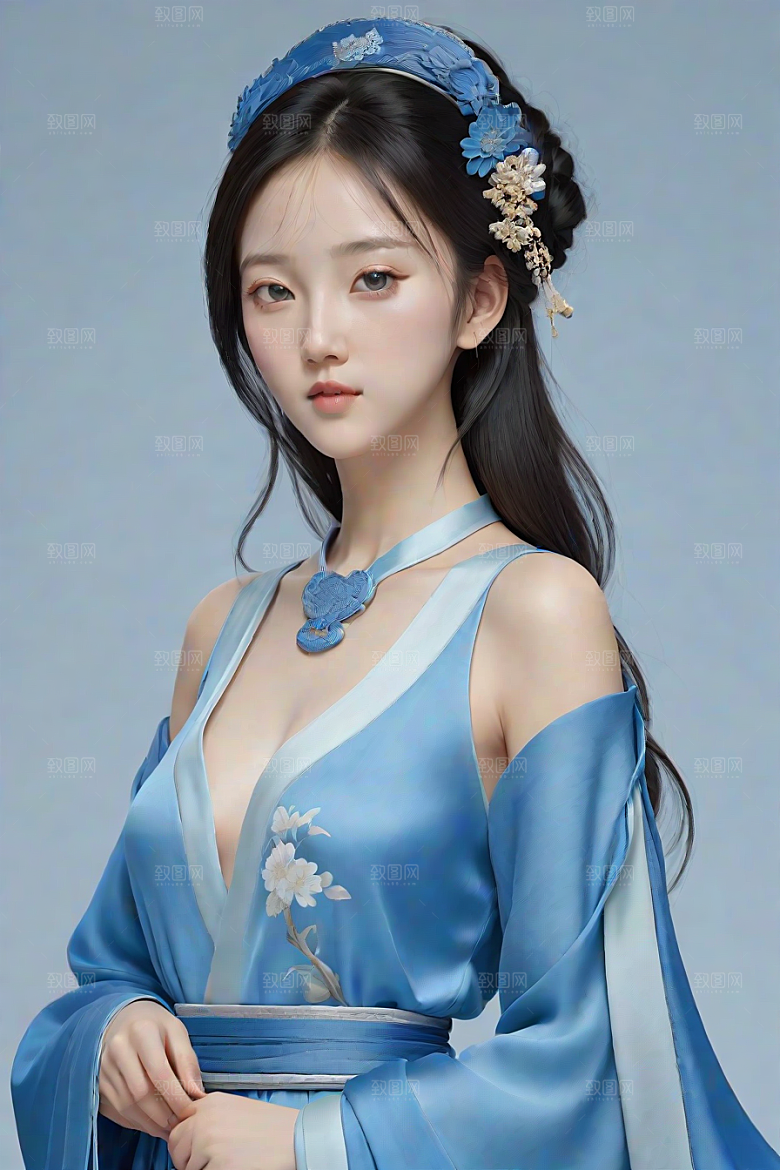 极简主义的忧郁纯蓝服装秋英风格