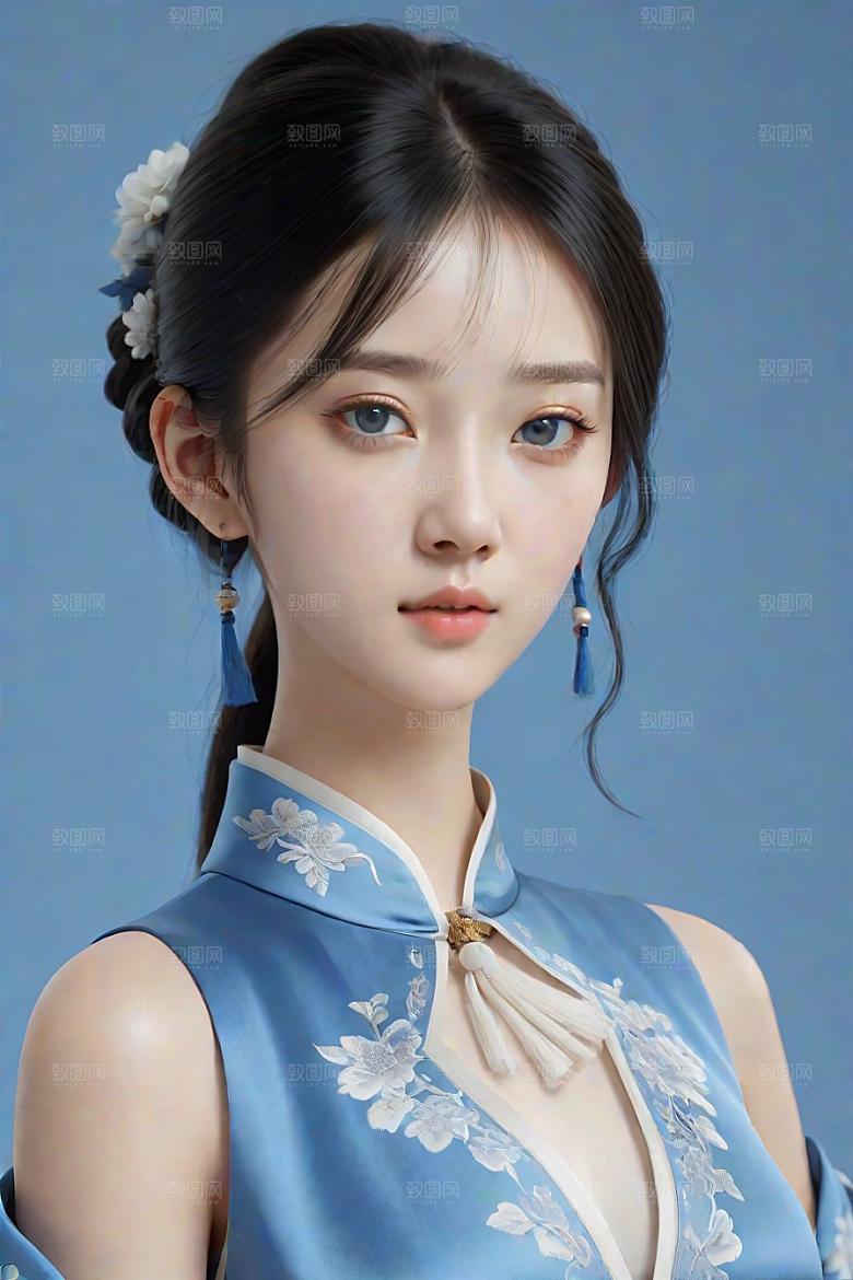卡通风格渲染肖像画酷女孩